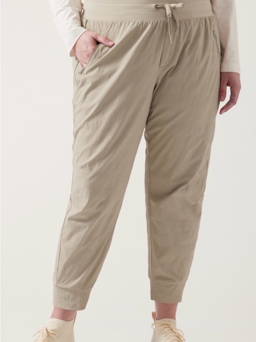 Athleta Light Beige Drawstring Joggers